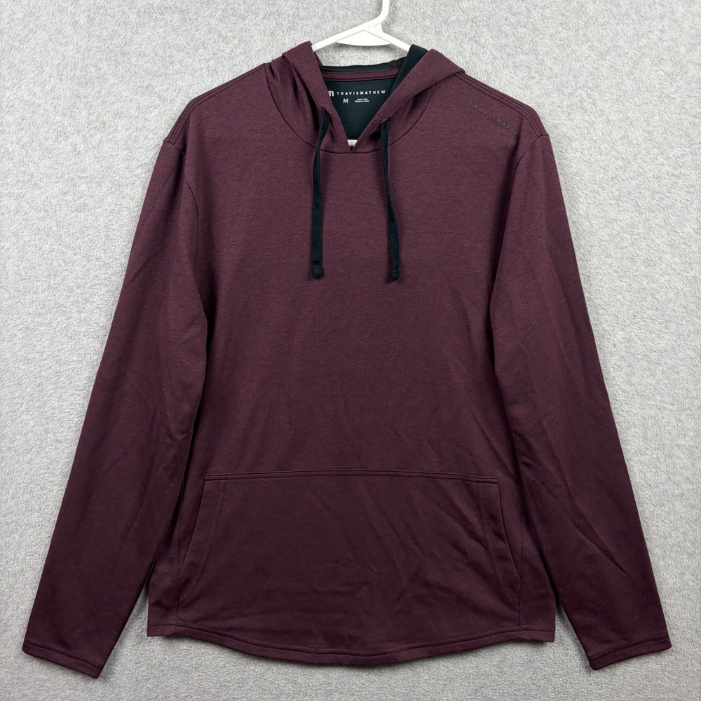Travis Mathew Hoodie Mens Medium Red Wine Upgraded Tech Golf Pullover Stretch
